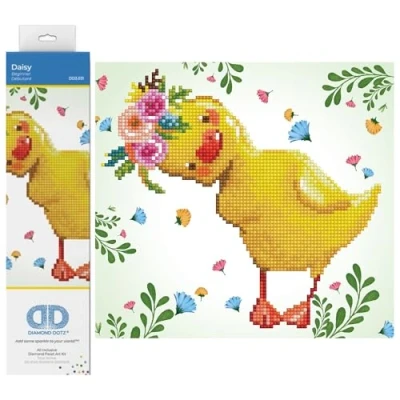 Image of DIAMOND DOTZ Painting, DD3, Beginner Kit, Canvas, Daisy, 25cm x 23cm
