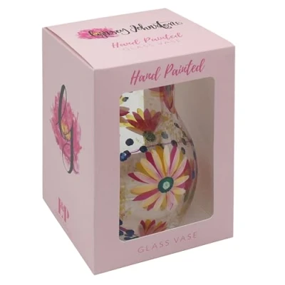 Image of Lesser &amp; Pavey Flower Hand Painted Floral Vase Delphiniums, Dragonflies, Daisies, Thistles, Gerberas, Gypsophila, Pink Lilies or Ladybirds Design (Daisies)