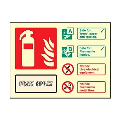 Image of Photoluminescent Foam Fire Extinguisher ID Sign 100mm x 150mm FireShield