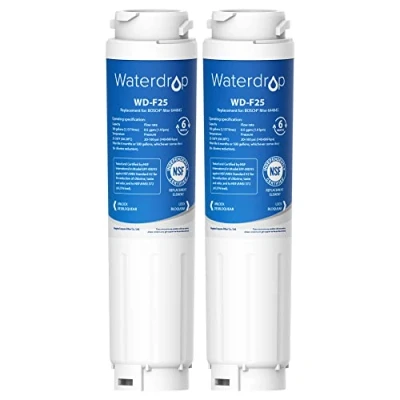 Image of Waterdrop WD F25 Fridge Water Filter, Replacement for Bosch® UltraClarity 644845, 740560 9000077104 (2 Pack)