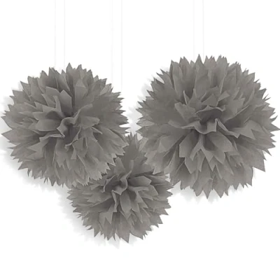 Image of Amscan 18055 18 55 Dec Fluffy Silver 3 Pack