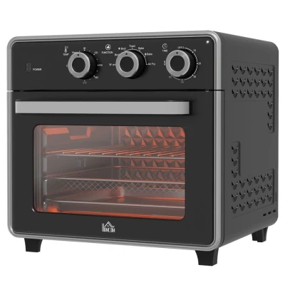 Image of HOMCOM Mini Oven, 20L Air Fryer Oven with Timer, Countertop Convection Double Layered Glass Door and Adjustable Temp, Oil Less Cooking, Dishwasher safe Accessory, 1400W