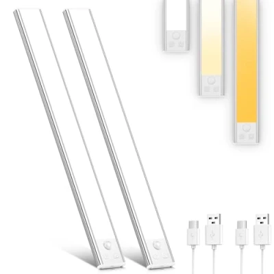 Image of OUILA Under Cabinet Kitchen Lights, 3 Color Dimmable 72 LED Motion Sensor Lights Indoor, 2500mAh USB C Rechargeable for Cupboard, (3 Temperature, 41cm 1Pack)