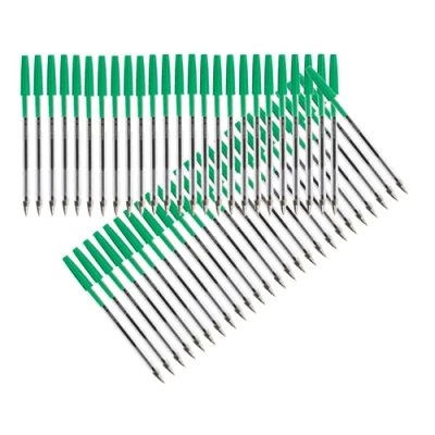 Image of Q Connect 3 Medium Ballpoint Pen, Green, Pack of 50