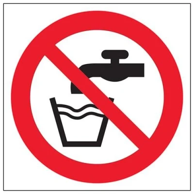 Image of V Safety Not Drinking Water Symbol Prohibition Sign 200mm x 1mm Rigid Plastic