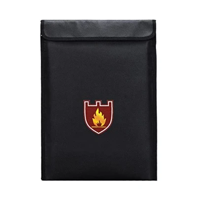 Image of Tiardey Fireproof Money &amp; Document Bag,15&quot; x 11&quot; Fire Water Resistant Cash Envelope Holder,Protect Your Valuables,Documents,Money,Jewelry,Zipper Closure for Maximum Protection Black