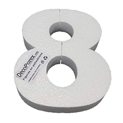 Image of DecoPorex Number 8 200mm high x 30mm thick expanded polystyrene unpainted