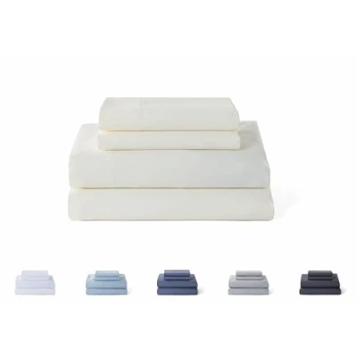 Image of Todocama 4 Piece Bedding Set 5003 Fitted Sheet Top Two Pillowcases 50 x 80 cm (Bed 150 190/200 cm, Beige)