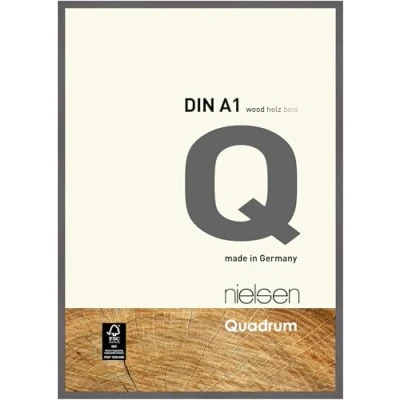 Image of nielsen Quadrum Photo Frame, A1, 59.4x84.1cm Wood Picture Grey Frame with Protective Float Glass and Push Turn Clips