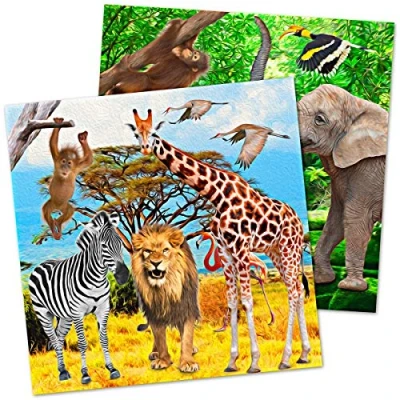 Image of Folat 62002 Safari Party Napkins Color 33x33 cm 20 Pieces, Multi Colors, 33 x