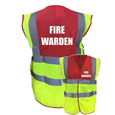 Image of Premium Fire Warden Yellow Red Hi Vis Viz Reflective Safety Vest Waistcoat, High Visibility, Printed By Brook Vis, XXXLarge