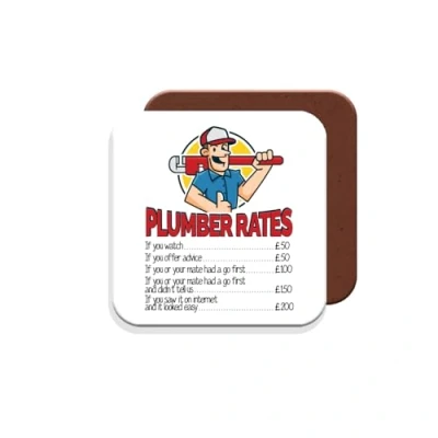 Image of Plumber Coaster Funny Plumbers Gift Giftset Made by MUGGZ in The UK