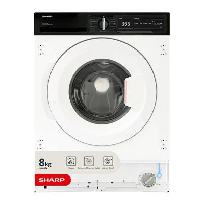 Image of SHARP ES NIH814BWA EN Integrated 8 kg 1400 Spin Washing Machine White, White
