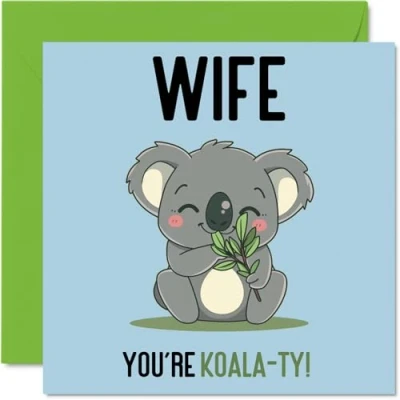 Image of Birthday Cards for Wife Koala Ty Funny Happy Card from Husband, Wifey Gifts, 145mm x Joke Greeting Women Her