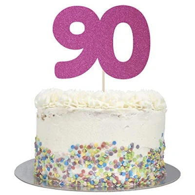 Image of Large Number 90 Glitter Cake Topper (Hot Pink Glitter)