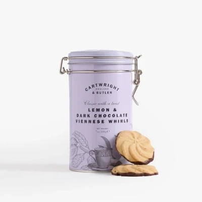 Image of Cartwright and Butler Lemon &amp; Dark Chocolate Viennese Whirls Tin 200g