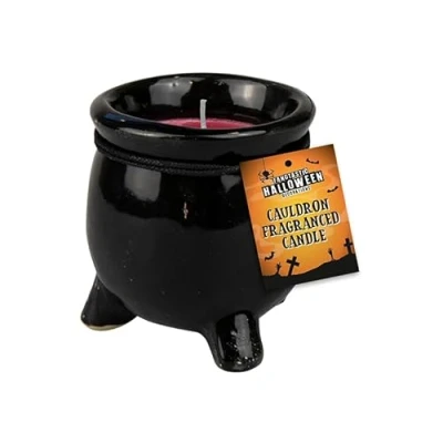 Image of Halloween Cauldron Fragranced Candles, Stoneware, 8cm x 7cm (Red)
