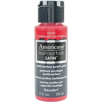 Image of DecoArt Americana Multi Surface Satin Acrylic Paint 2oz Red Hot, 3.17x3.17x10.16 cm