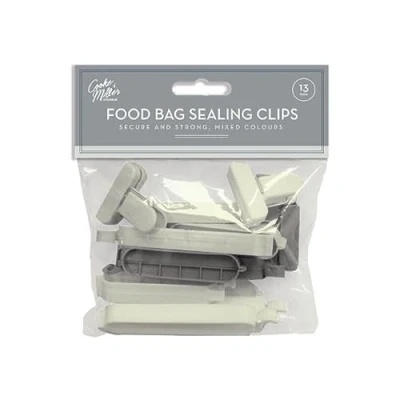 Image of Pack of 13 Food Storage Bag Clips Assorted Size Freezer Fridge Sealing Pegs