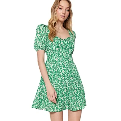 Image of Trendyol FeMan Mini A line Regular fit Woven Dress,Green,38