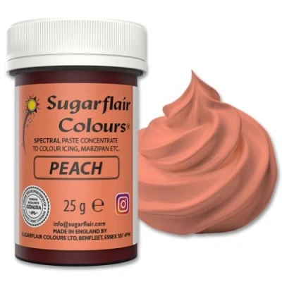 Image of Sugarflair Spectral Peach Food Colouring Paste, Highly Concentrated for Use with Sugar Pastes, Buttercream, Royal Icing or Cake Mix, Vibrant Colour Dye 25g (Pack of 5)