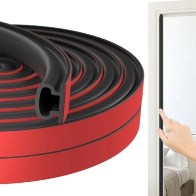 Image of Jobon Draught Excluder for Doors, Weather Stripping Door Seal Strip, Window Soundproofing Sealing Rubber Self Adhesive Draft Tape Frame Insulation (12M, Black)