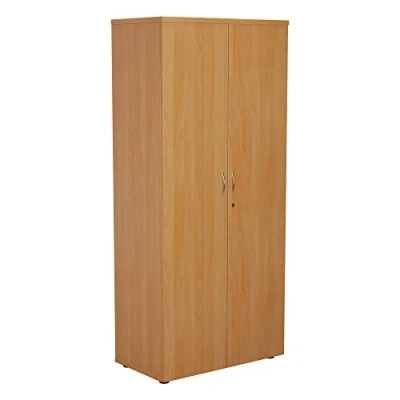 Image of Office Hippo Heavy Duty Cupboard, Robust Furniture, Storage With Adjustable Feet, Versatile Lockable 4 Durable Shelves Grey Oak