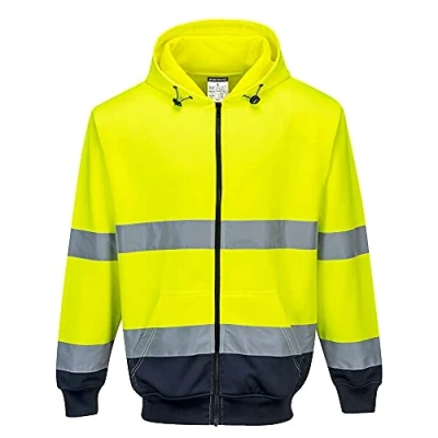 Image of Portwest Two Tone Zip Front Hoodie Yellow/Navy XXL
