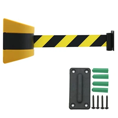 Image of Vedreoh Queue Barrier Belt, 2/3/5/10M Wall Mounted Belt Retractable Rope for Playground Park Hotel Crowd Control(Color:yellow,Size:5M(16.4FT))