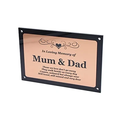Image of OriginDesigned Beautifully Engraved Mum &amp; Dad Memorial Plaque Indoor and Outdoor Use (Copper)