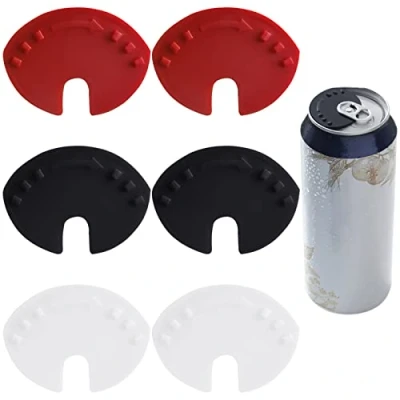 Image of Cdemiy Beverage Can Lid, 6 Pieces Reusable Cap End Cap, Plastic Anti Dust Lids Lids, Closure Drink Tops Cover for Beer Soda Saver (Random Color)