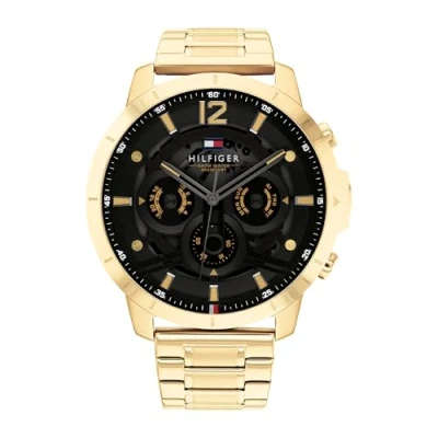 Image of Tommy Hilfiger Analogue Multifunction Quartz Watch for Men with Gold Colored Stainless Steel Bracelet 1710511