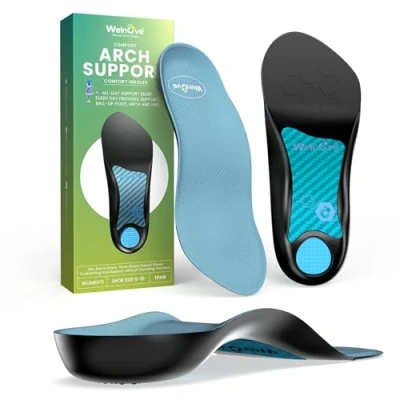 Image of Welnove Plantar Heel Insoles Arch Support &amp; Anti Slip Cushions Pain Relief Inserts for Most Shoes, Orthotic Flat Feet, Spurs Achilles Women&#039;s 3.5 7.5, Men&#039;s 5 7