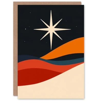 Image of Wee Blue Coo Star Bethlehem Night Landscape Modern Fun Xmas Art Blank For All Christmas Card