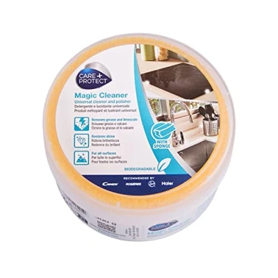 Image of CARE+PROTECT All Purpose Cleaner And Polisher For Kitchen, Oven Hobs, Glass, Shower, Trainers, Removes Grease Limescale, Restores Shine, Sponge Included, Biodegradable