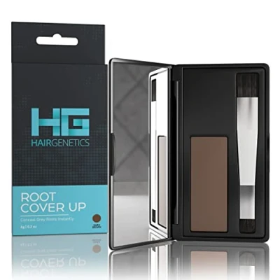 Image of Hair Genetics Root Cover Up Dark Brown, Hide Your Grey Roots and Bald Spots Quickly Easily, Natural Looking Touch Powder Defines Fills in Eyebrows (Dark Brown)…