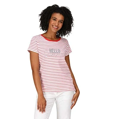 Image of Regatta Womens Odalis Ii Striped T Shirt, White/Miami Red Stripe, 16 UK