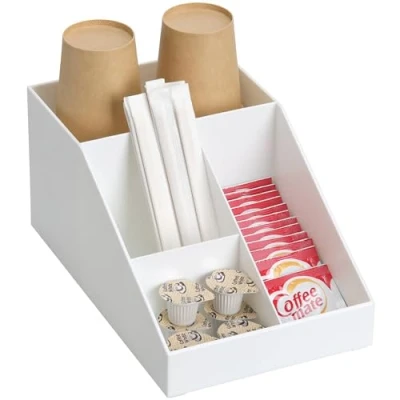 Image of Navaris Coffee Station Organiser 4 Compartments for Sugar, Creamer, Tea Supplies Bar Office and Kitchen Countertop Organisation