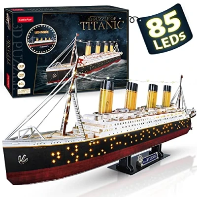 Image of CubicFun LED 3D Puzzle, 88 cm, Titanic Ship Model Toys for Adults and Teens, 266 Pieces