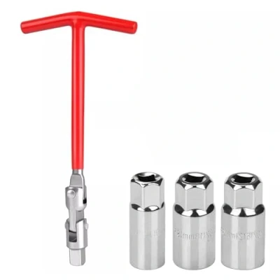 Image of Crozgan Red Spark Plug Tool Set Socket Wrench T Handle Removal 16mm 18mm 21mm