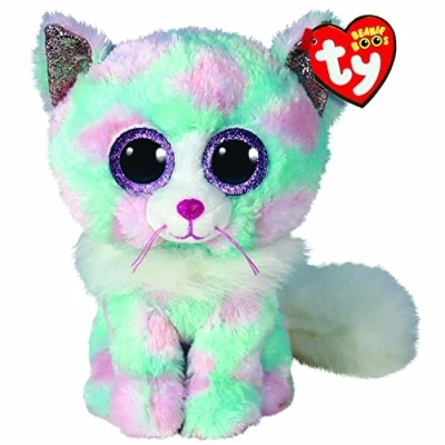 Image of TY 2008079 Opal, Topseller, Sammeln, Spielen, Kuscheln, Bliebt, Süß, Außergwöhnlich, Fantastisch Cat Plush toy, Green/Pink, 23 cm