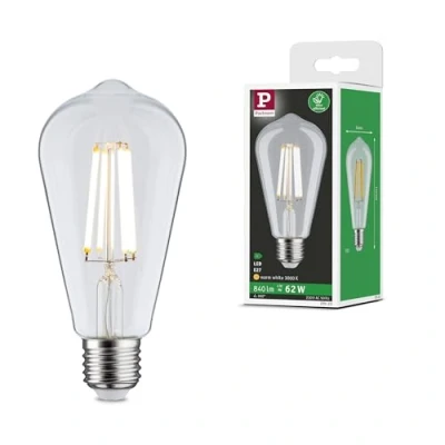 Image of Paulmann 29122 Eco Line Filament 230V LED Corn ST64 E27 840lm 4W 3000K Clear lamp