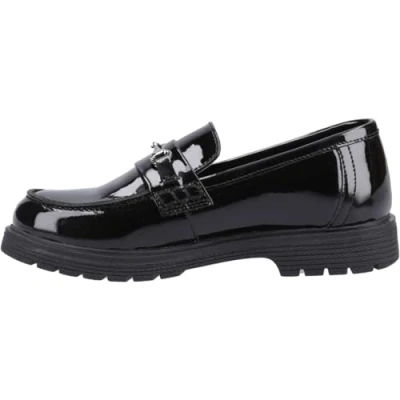 Image of Hush Puppies Girls Lydia Patent Senior Shoe, Black, 7 UK