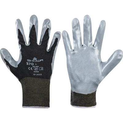 Image of Showa Gloves SHOB370 M No.370 Palm Fit Glove, Size: M, Black/Dark Grey