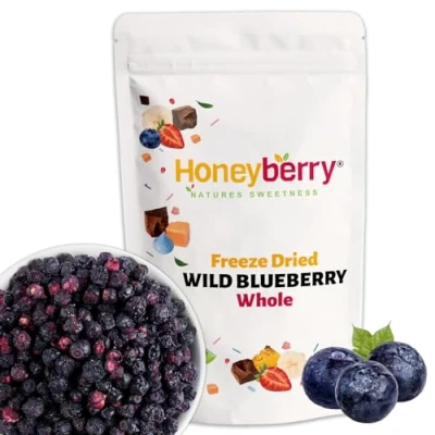 Image of Freeze Dried Whole Wild Blueberry 70g 100% Natural Bilberry Grown Harvest from Lowbush Superfood Non GMO Berry Fruit Perfect for Baking, Smoothie, Porridge Oats or Snacking