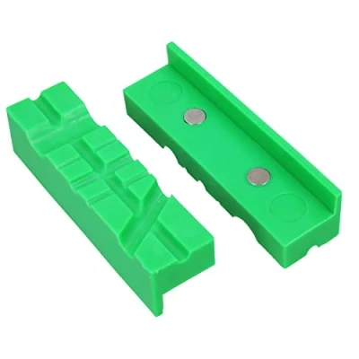 Image of 4&quot; Magnetic Multi Grove Soft face Jaws Pads for Bench Vice Non Marking Green