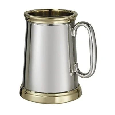Image of Wentworth Pewter Parent Wortley X Range and Brass Heavy 1 Pint tankard (Wortley tankard)