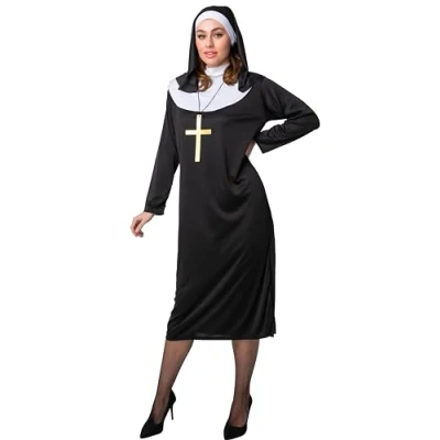 Image of Wicked Costumes Adult Womens Nun with Cross Fancy Dress Costume X Large (UK 22 24)