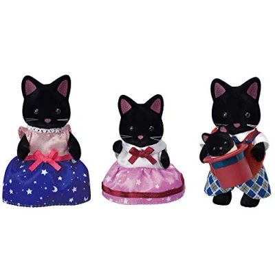 Image of Sylvanian Families Midnight Cat Family dollhouse playset 5530