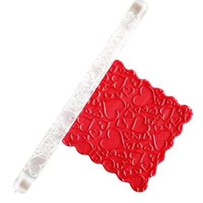 Image of Mini Plum Textured Acrylic Rolling Pin, Love Heart Transparent Embossing Pin,Non Stick Embossed Fondant Roller,DIY Sugar Craft Biscuit Cake Decorating Tools Dough Gum Paste Roller